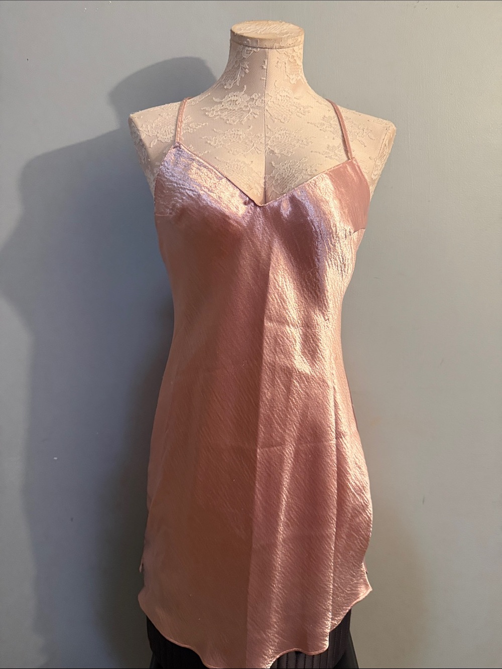 Victoria's Secret Pink Satin Slip Chemise with Adjustable Straps
